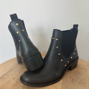 Kate Spade Black and Gold Rain Boots